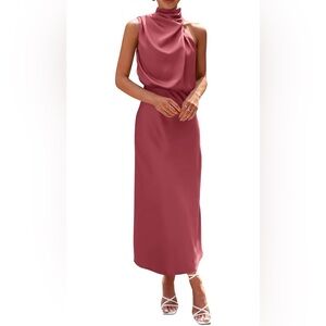 Elegant Sleeveless Midi Dress in Rose